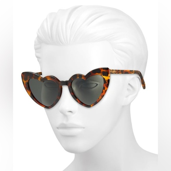SAINT LAURENT 54MM Heart Shape Cat Eye Tortoise Sunglasses in HAVANA, NEW - Picture 4 of 16